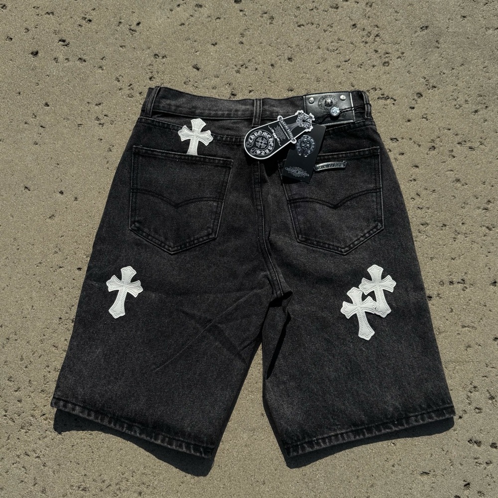 Chrome Hearts Black Denim Jeans with Leather Patch - Picture 2 of 3